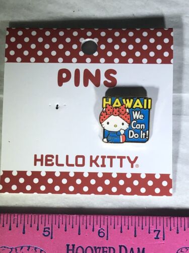 HELLO KITTY HAWAII WE CAN DO IT PINBACK SANRIO HAWAII SOUVENIR HELLO KITTY PIN - Picture 22 of 24