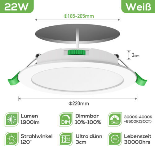 1-12er LED Einbauleuchte Dimmbar Einbaustrahler Decken Leuchte Set Bad Spot 230V - Bild 27 von 36