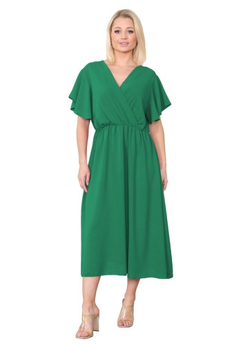 Nuevo Damas Cuello en V Italiano Envolvente Vestido Damas Manga Corta Verano Informal - Imagen 5 de 8