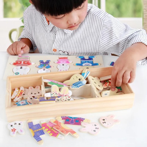 Wooden Bear Dress-Up Puzzle | Educational Toy for Kids | Montessori Jigsaw Game - Picture 9 of 9