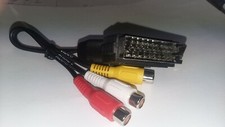 SCART male to 3 RCA Composite Audio Video female 8" long adapter, 21Pin to 3 RCA
