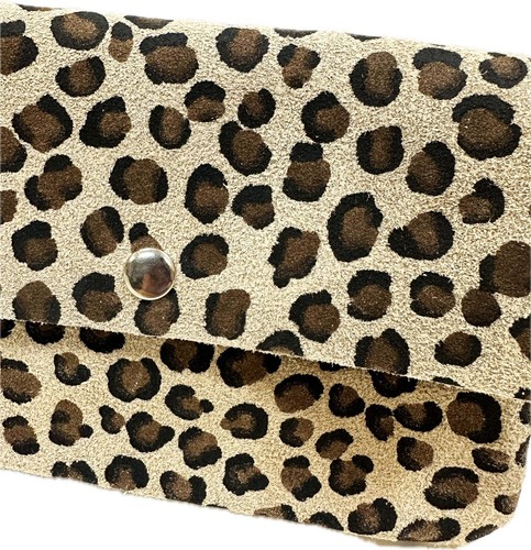 Leopard Rough Leather Suede Bag Crossbody Clutch Satchel Leather Italy - Picture 4 of 16