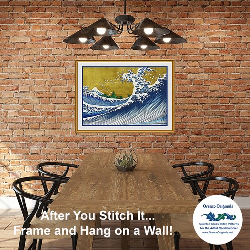 Japanese Hokusai A Masculine Wave Counted Cross Stitch Chart Pattern - Picture 3 of 10