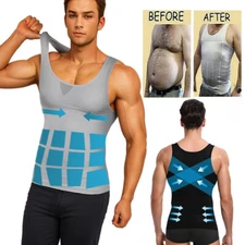 2x Men's Body Shaper Compression Shaping Shirt Slimming Tank Top Undershirts US