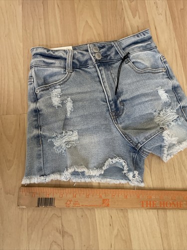 VANILLA STAR Size 25/1 NWT Real Cheeky Distressed Jeans Shorts Super High Rise - Picture 5 of 8