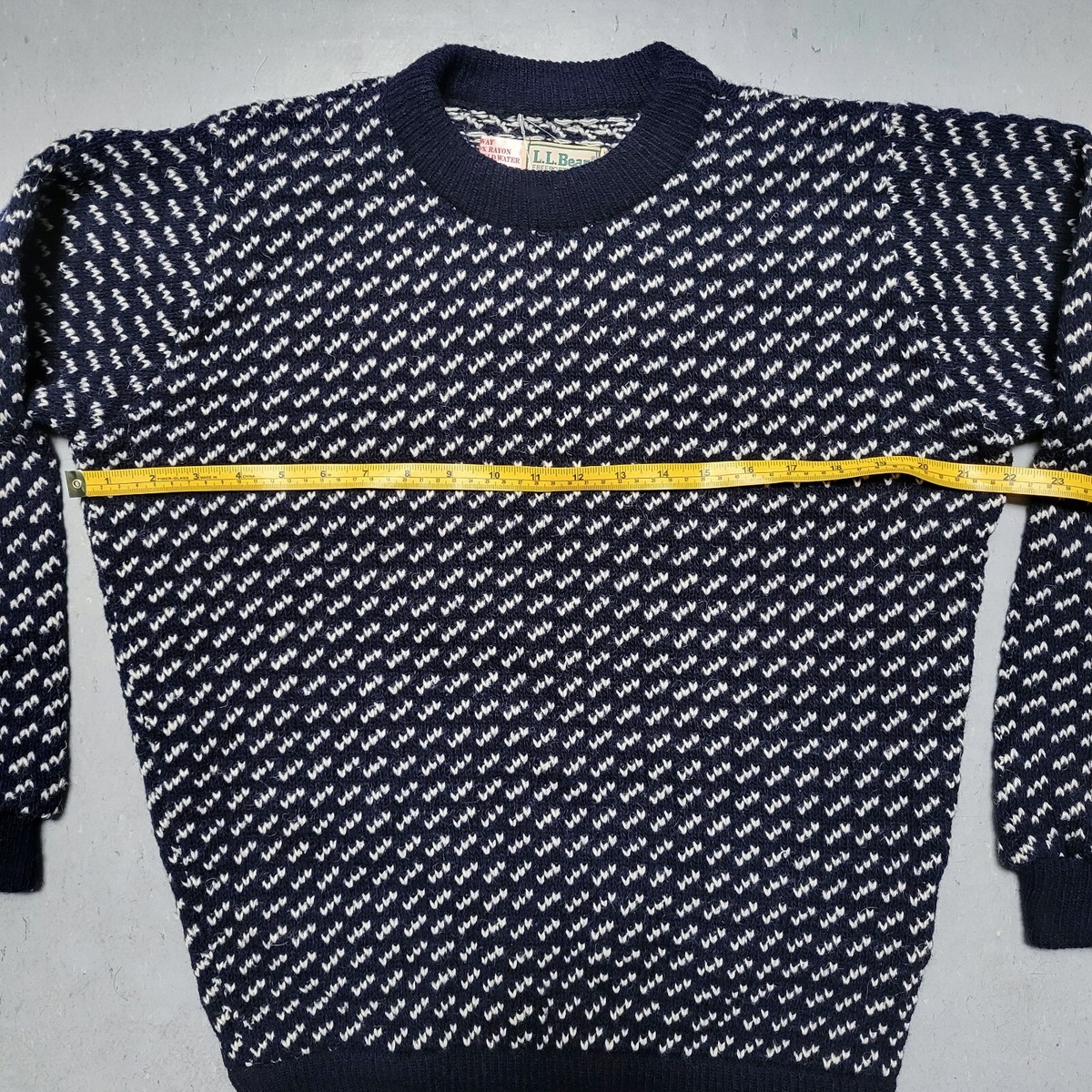 トップス L.L Bean Birds Eye knit Navy Women's Bean's Classic Ragg Wool Sweater, Crewneck Bird's-Eye
