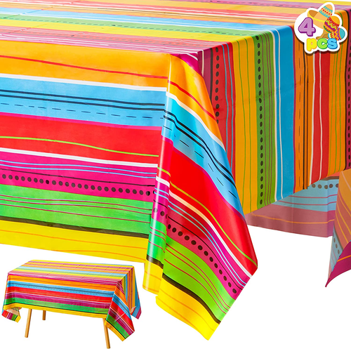 4 Pcs Cinco De Mayo Tablecloth Mexican Fiesta Theme Plastic Table Cover Taco - Picture 8 of 11