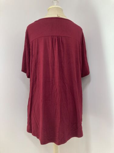 T-shirt rilassata senza marchio, vino, 2XL - Foto 4 di 5
