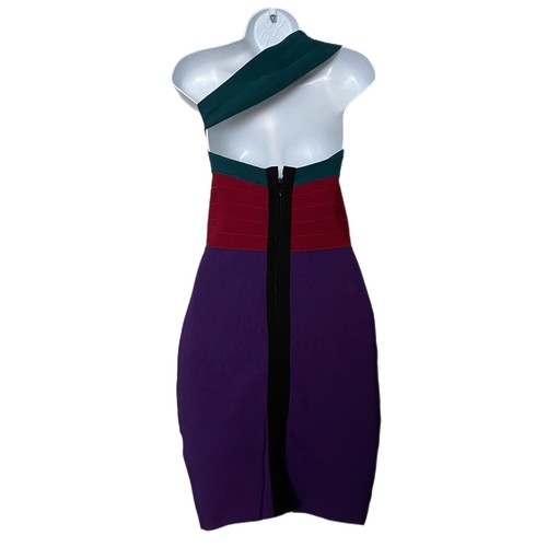 Herve Leger Bodycon-Kleid Tri Color Side Rose Cut Out Neckline Bandage M - Bild 6 von 9