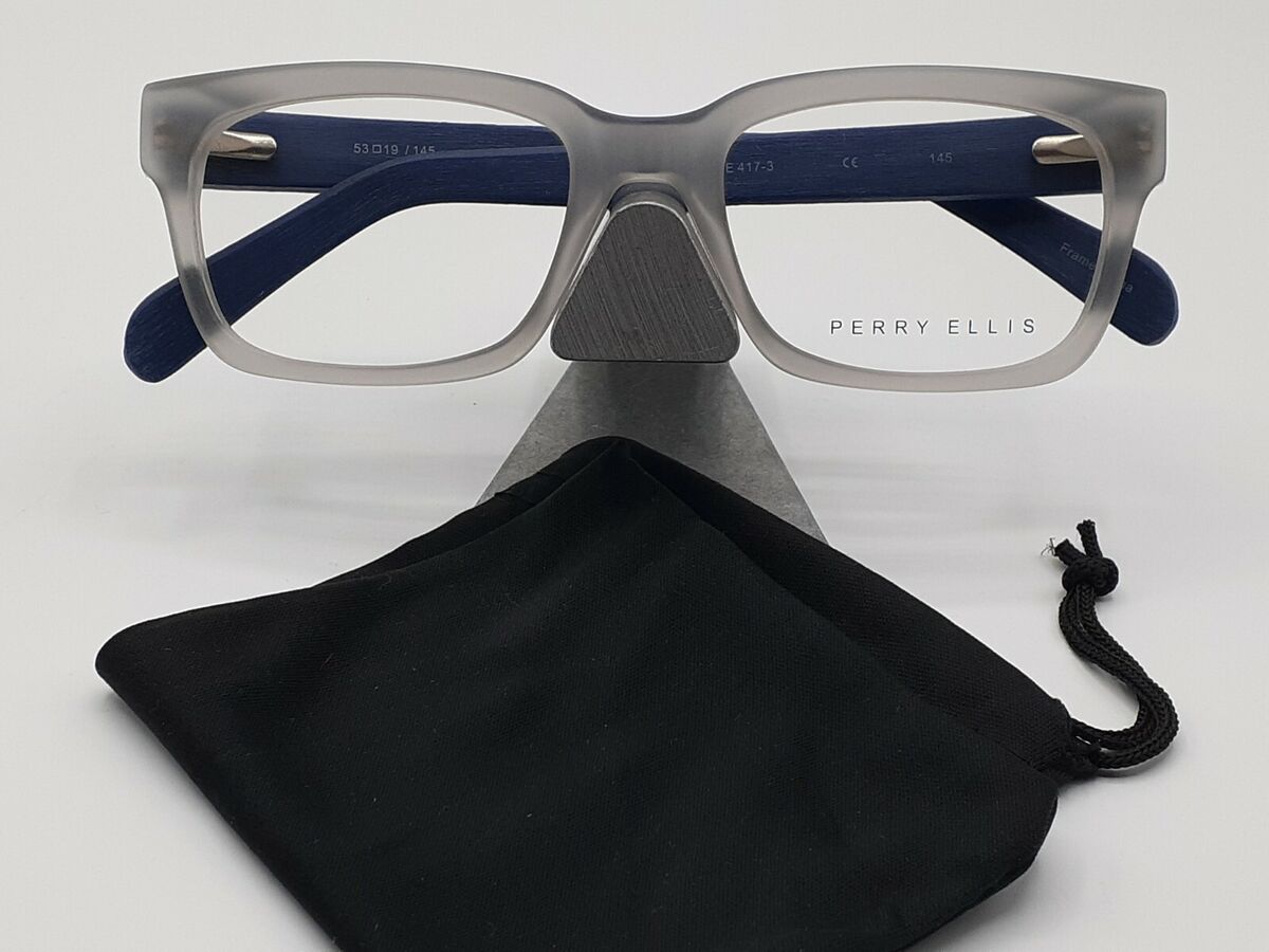 NEW Perry Ellis PE 417 3 Clear Blue Woodgrain Designer Eyeglasses 53 19 145 NEW