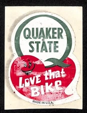 Quaker State (Motor Oil) "Love That Bike" Vintage Sticker c1980's Heart - Damage