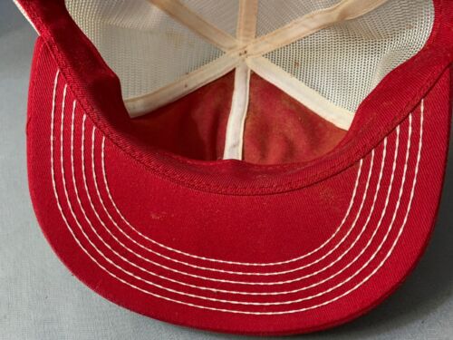 Vintage FMC Trucker Patch Snap Back rot weiß Mütze Kappe K-Products USA - Bild 6 von 7