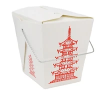 15 Count 16 oz Pagoda Wire Handle Chinese Takeout Box