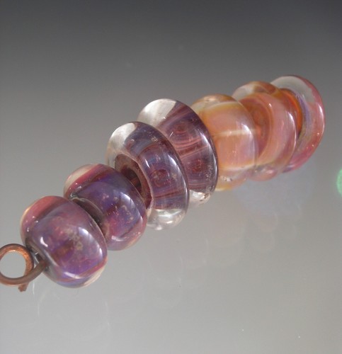 7 Ethereal Melon Purple Pink Boro Lampwork Beads - Picture 3 of 5