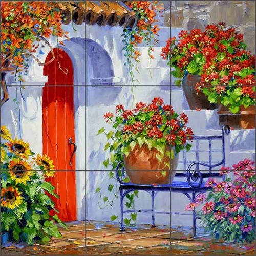 Piastrella cortile backsplash Senkarik ceramica murale fiori arte floreale MSA193 - Foto 5 di 7