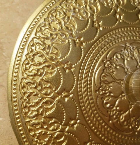 LG TURKISH CAKE DISH Multicolor Medallion Design Gold Painted Ziva Offering - Picture 5 of 9