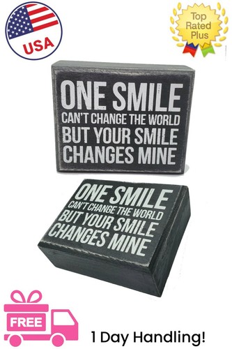 One Smile Can't Change the World Holzschild Wandbehang Kostenloser Versand!  - Bild 1 von 2