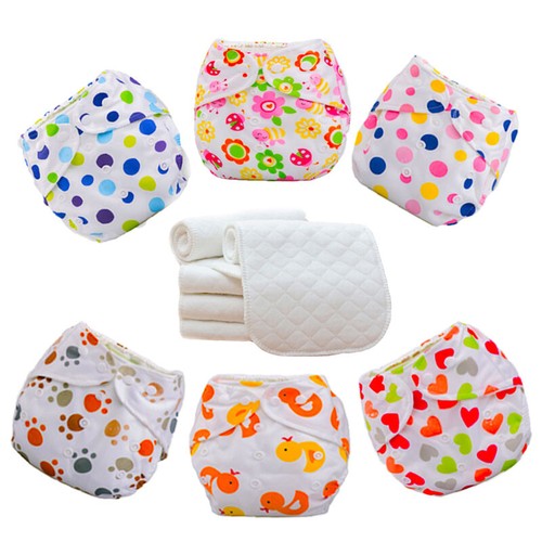 Baby Washable Cloth Diaper Nappies Reusable 5 Diapers Adjustable +5PC INSERTS - Picture 24 of 25