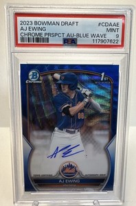 2023 Bowman Chrome Draft 1st AJ Ewing Prospect Blue Wave Auto 72/150 New York