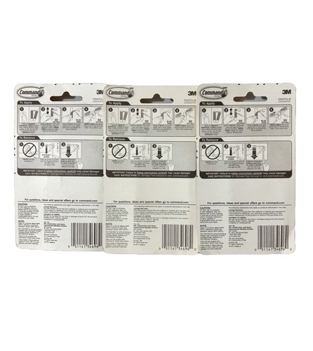 3 Packs 3M Command Round Cord Wire Clips CLEAR Wall Hooks 4-Clips 5-Strips NEW - Picture 7 of 7
