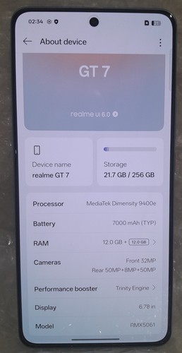RealMe GT7 AI Performance Smart Phone, 256GB Storage, 12GB RAM - Ice Blue - Picture 3 of 7