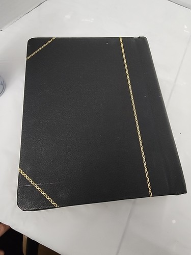 Vintage 1980er Boorum & Pease schwarz Konto Journal leeres Buch Goldrand - Bild 6 von 7