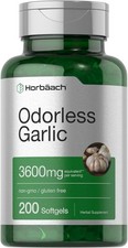 Horbäach Odorless Garlic Softgels 3600 mg | 200 Count | Ultra Potent Garlic... 