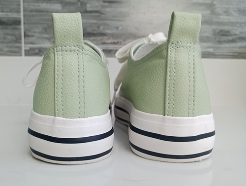 Women's Light Green Solid Lace Up Trainer Shoes Size: UK 6 - Picture 5 of 10