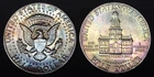 1972D & 1976 Kennedy Half Dollars -- Rainbow Toning