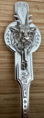 RARE GEORGE SHARP STERLING FIGURAL SAXON STAG WITH LEGS 8 5/8''  BERRY SPOON 1865