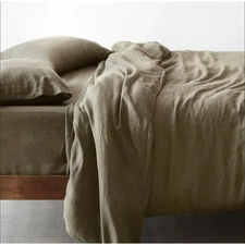 The Citizenry Stonewashed Linen Duvet Cover King/Cal King, Olive - New with Tags