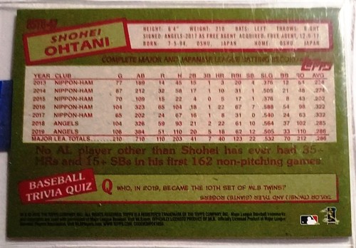 Shohei Ohtani 2020 Topps Actualización 1985 Topps Béisbol Borde Azul #85TB-47 35º - Imagen 2 de 4