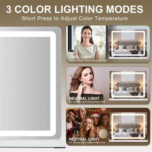 80x55cm Hollywood Schminkspiegel Kosmetikspiegel LED Beleuchtung Dimmbar 3 Licht - Bild 8 von 11