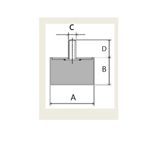 Supporto antivibrante in gomma piede-maschio | 40x40 | M8 - Imagen 2 de 2