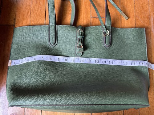 Tutilo New York Pebbled Faux Vegan Leather Tech Tote Bag Schultertasche Grün - Bild 13 von 17