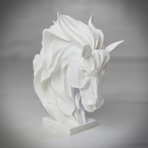 Escultura con cabeza de caballo - Estatua artística impresa en 3D blanca mate - Decoración moderna del hogar... - Imagen 4 de 10