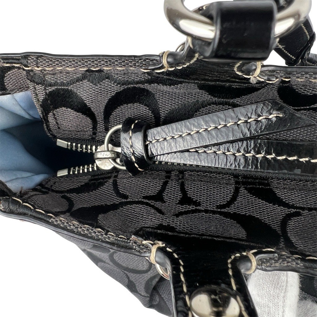 COACH Signature Canvas Patent Leather Tote Bag Black F15156