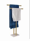 Standing Towel Rack Double-T Shape Tall Bath Towel Sheet Holder Marble Base GOLD