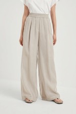 BRUNELLO CUCINELLI WOMEN'S LIGHT BEIGE WIDE TROUSERS MSRP 2895 38