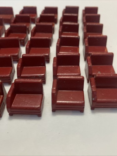 Lot Of 30 Marked Tootsie Toy Dollhouse Furniture Red Side End Chair Metal - Picture 5 of 7