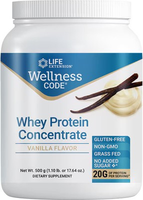 2 X Life Extension Wellness Code Whey Protein Concentrate Vanilla -- 18 Servings