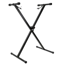 Heavy Duty, Single-X Shape Piano Keyboard Stand, Adjustable & Portable, Black