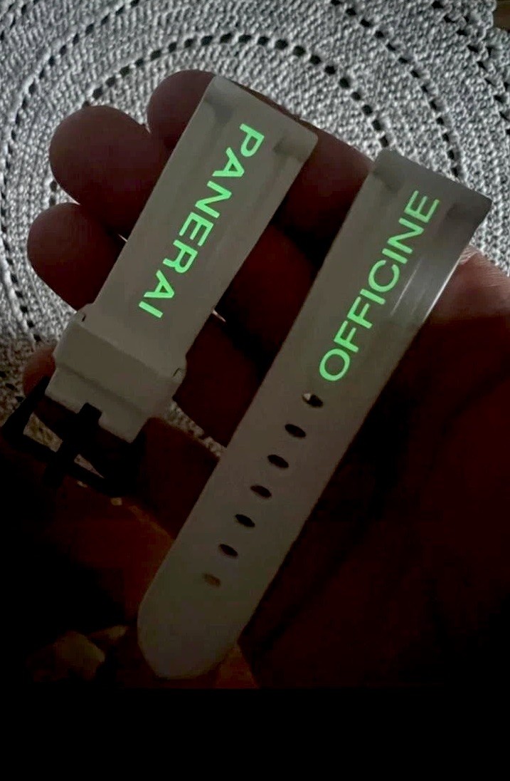 OFFICINE PANERAI 24/22mm WHITE RUBBER STRAP FOR TANG BUCKLE LUMINOUS DETAIL