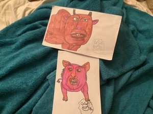Original artworks a pig and a goat