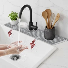 ODRAGO Silicone Kitchen Sink Splash Guard  24.01 Inch Faucet Mat for kitchen
