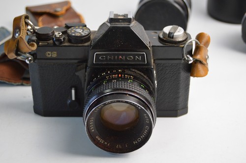 Vintage Chinon Kamera CS 3 Objektive Weitwinkel Zoom Belichtungsmesser Koffer Teile Reparatur - Bild 3 von 18