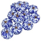  12 Pcs Small Fabric Decorative Pumpkins Chinoiserie Chic Foam Blue and White