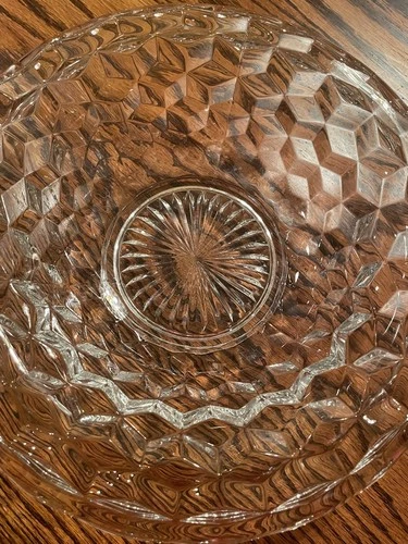 Fostoria Glass American Clear Rolled Edge Center Piece Bowl 12" Cube