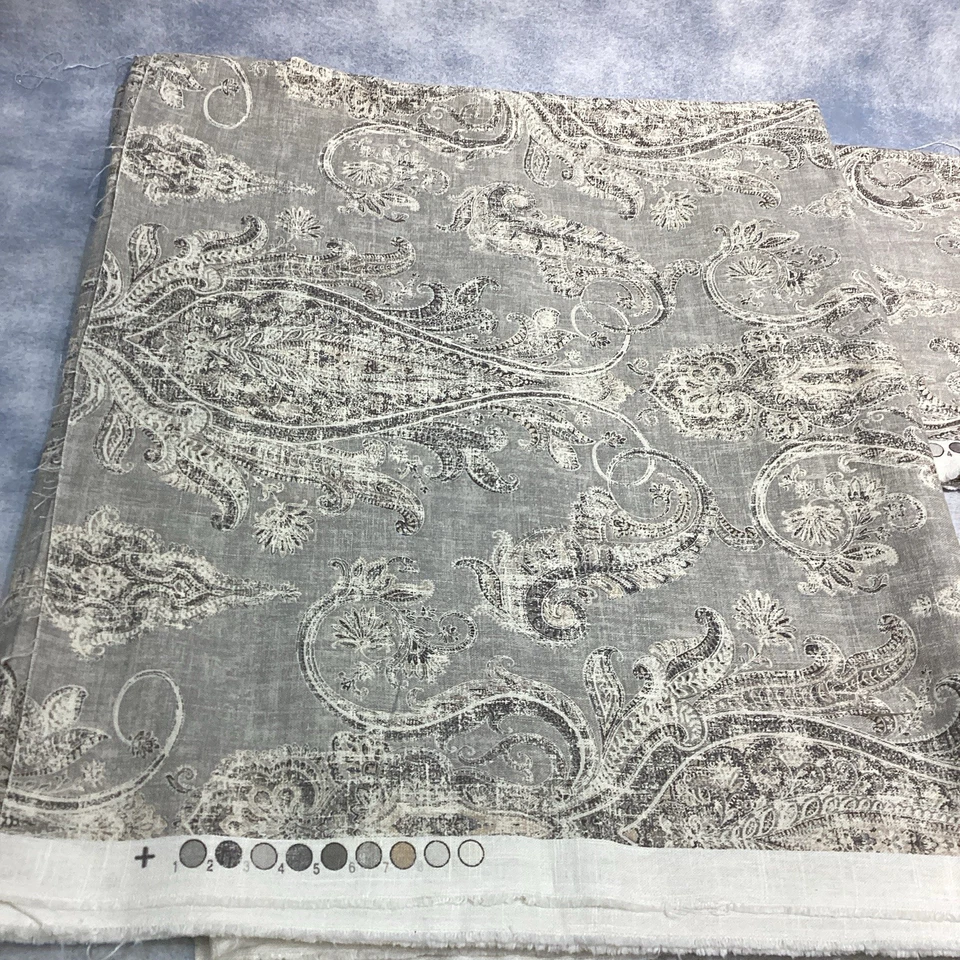 Fair Trade Thunder Gray Paisley 54" W x 6 yd 16" P Kaufmann 55% Linen 45% Rayon - Image 3 of 4