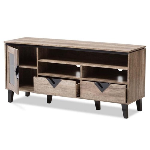 Baxton Studio Cardiff 55" Wood TV Stand in Distressed Oak - Picture 3 of 7